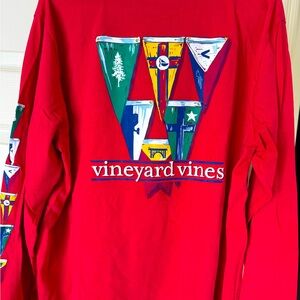 Vineyard Vines red long sleeve shirt with flag design